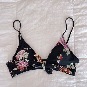 Womens Floral Tie Front Bikini Top
